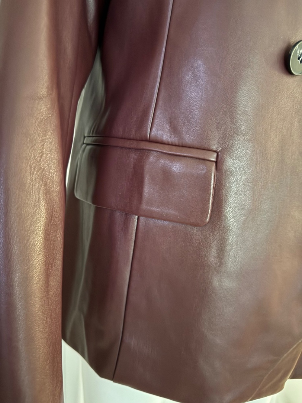Marla Wynne Faux Leather Double Breasted Blazer Jacket Burgundy Size L NWOT - Picture 14 of 16
